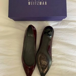 Stuart Weitzman Poco Kitten Heel, Brown Patent Leather (8.5)